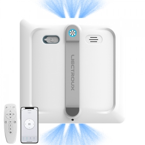 Window cleaning robot Liectroux S9,with 2 roller brushes, 6-way water pump spray,brushless motor,9KPa suction,frameless works,8 microswitches,safety rope & power cord 2 in 1,app & remote control,voice prompts