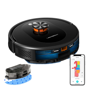 LDS Robot Vacuum Cleaner & Mop Combo Liectroux T5, Laser Lidar SLAM Navigation, Smart Home Wet & Dry Cleaning, Multi-Floor Maps Storage, 6.5KPa Strong Suction, Carpet Boost, Anti-Tangle Brushes, Dual-Band WiFi 2.4/5GHz