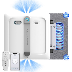 Window cleaning robot Liectroux S9,with 2 roller brushes, 6-way water pump spray,brushless motor,10KPa suction,frameless works,8 microswitches,safety rope & power cord 2 in 1,app & remote control,voice prompts